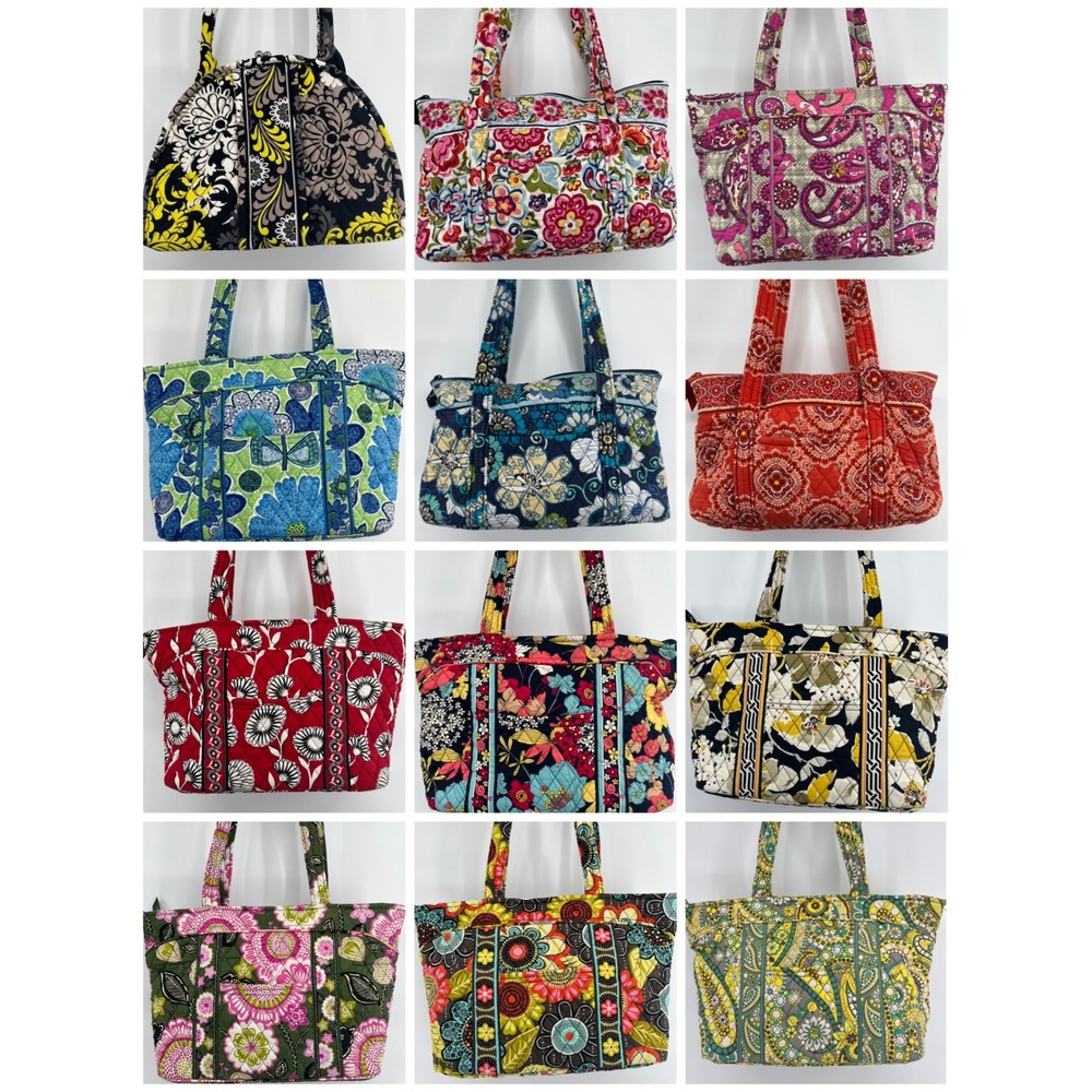 Vera Bradley Lot of 12 Quilted Cotton Handbags Floral Paisley Totes Bundle